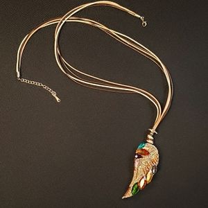 New In Box JEWELED Angel Wing Necklace/Brooch